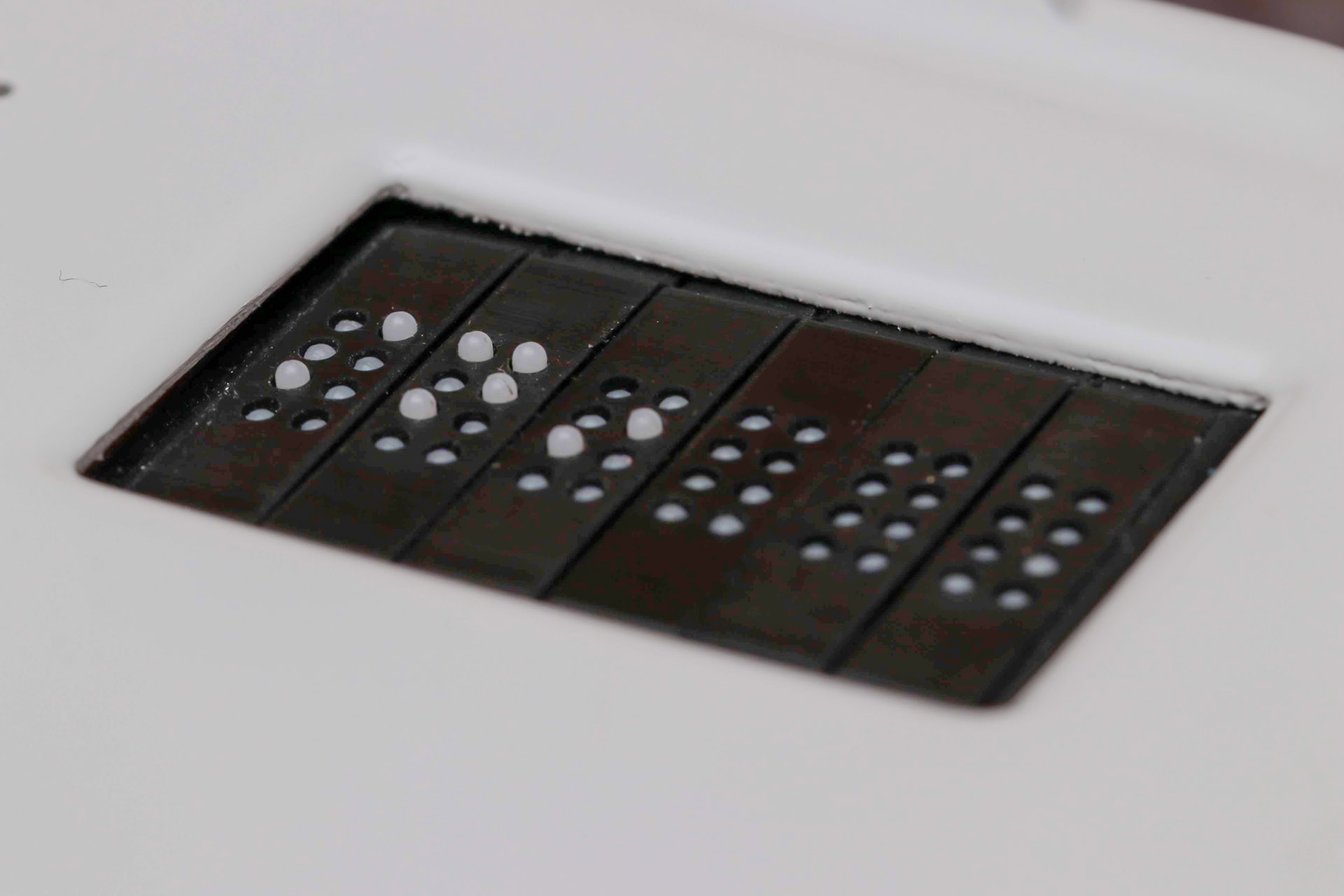 Standard sized braille cells on Annie