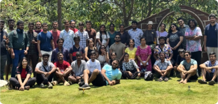 Team members at an offsite.